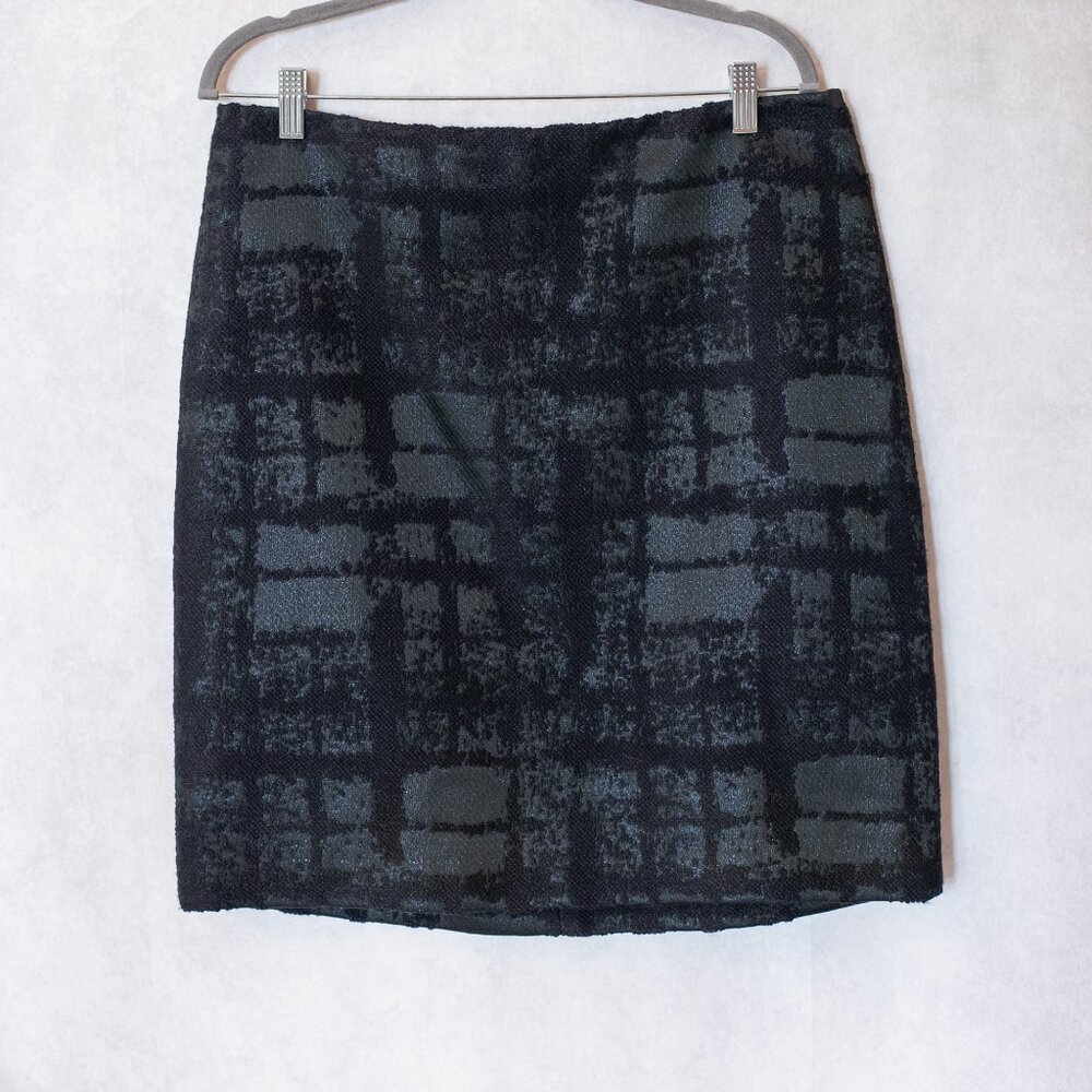 Beth Bowley Pencil Textured Skirt Shiny Wool Blend Black Size 12
